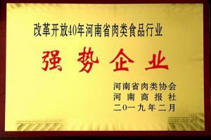 43.改革開放40周年河南省肉類食品行業強勢企業 河南省肉類協會